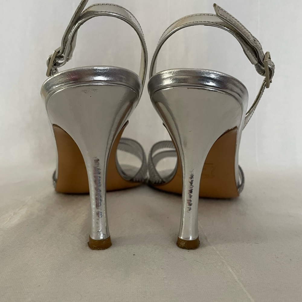 Silver Rhinestone Strappy Heels - Picture 2 of 9
